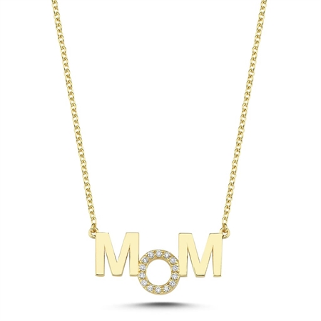 Halskette Mom aus 14 Karat Gold mit Diamanten SAVE 10% off
